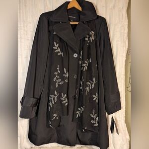 London Fog Black Trench Coat ~ Scarf & Belt Not Included